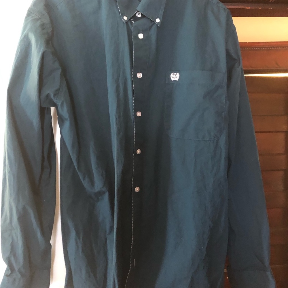 Cinch cotton Men's Dark Teal Button-Down Shirt with Pocket Logo